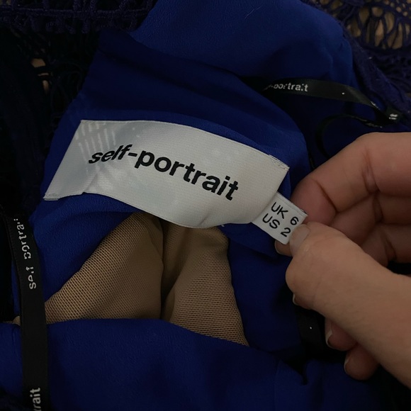 Self-Portrait Teardrop Guipure Lace Dress Blue 2 - Picture 8 of 10